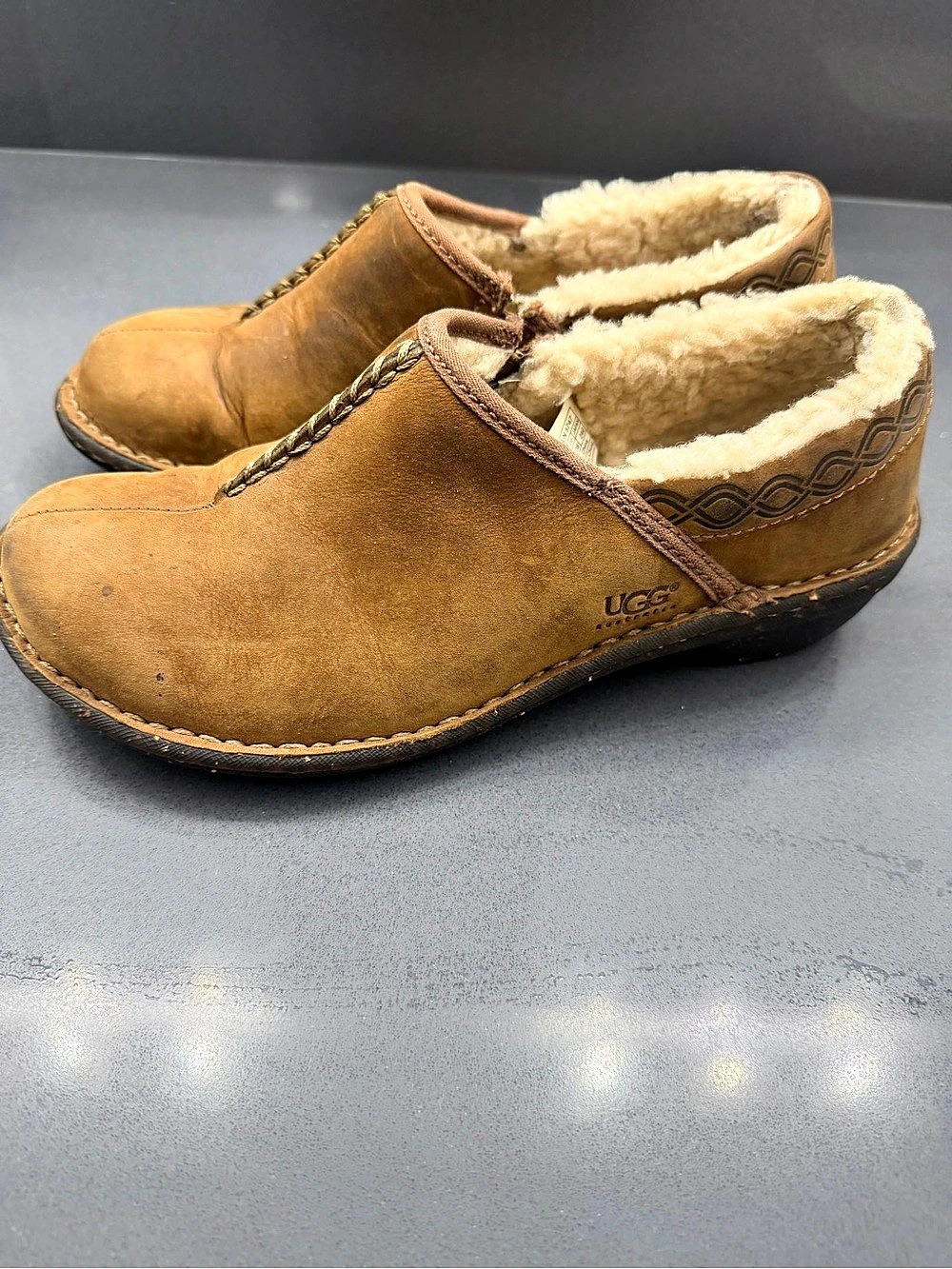 UGG Bettey Shearling-Lined Brown Clogs